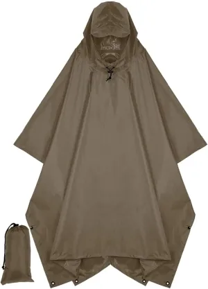 Hooded Rain Poncho for Adult, Waterproof Lightweight Raincoat for Hiking Camping