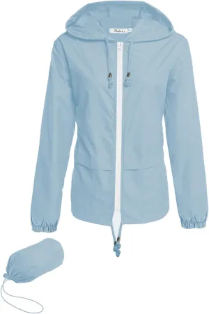 Hount Women's Lightweight Hooded Raincoat Waterproof Packable Active Outdoor Rain Jacket (S-3XL)