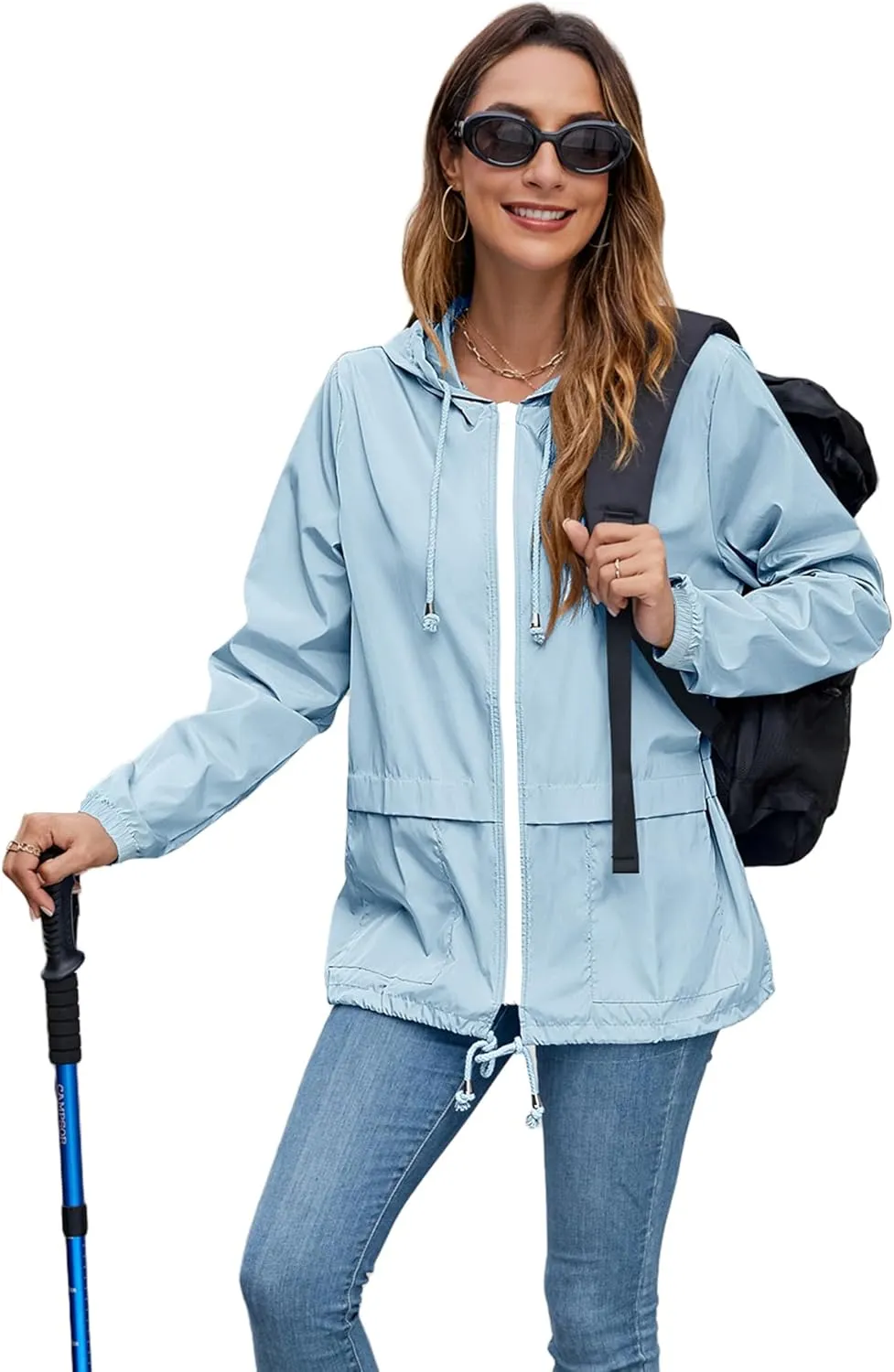 Hount Women's Lightweight Hooded Raincoat Waterproof Packable Active Outdoor Rain Jacket (S-3XL)