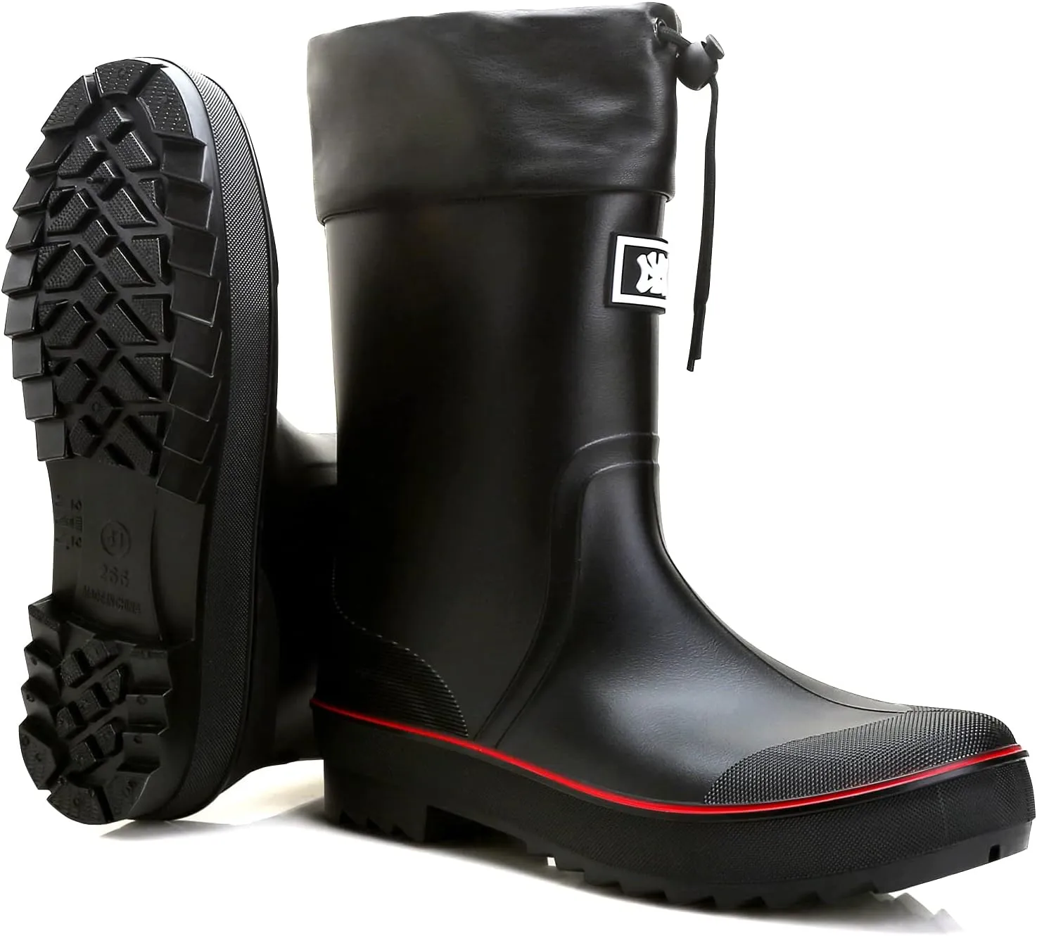 HSBDNZQ Rain Boots for Men, Waterproof Mens Rubber Boots with PVC Unique Design, Comfort Lightweight Work Mud Boots, Resistant Durable Slip Garden Boots for Farming Gardening Fishing