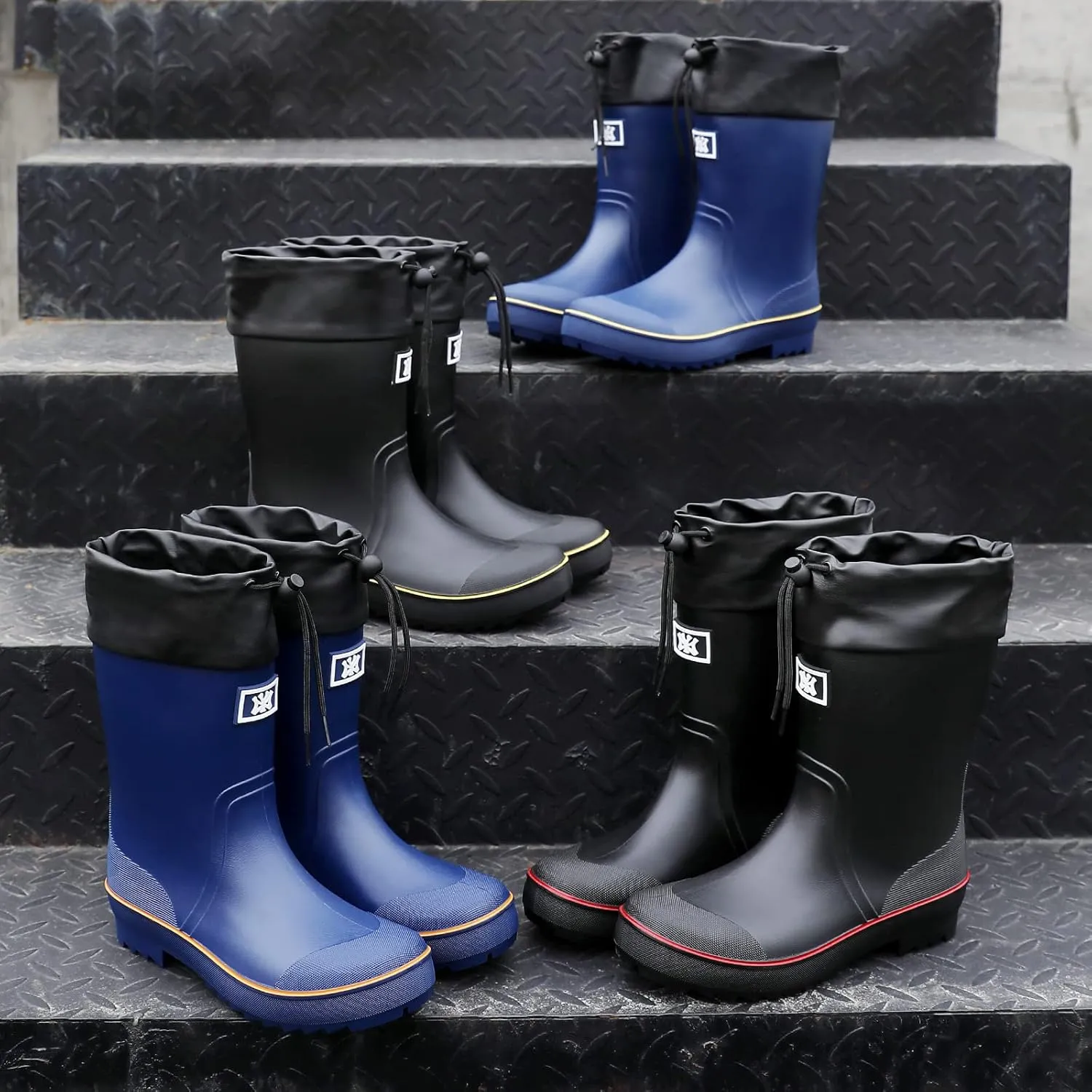 HSBDNZQ Rain Boots for Men, Waterproof Mens Rubber Boots with PVC Unique Design, Comfort Lightweight Work Mud Boots, Resistant Durable Slip Garden Boots for Farming Gardening Fishing
