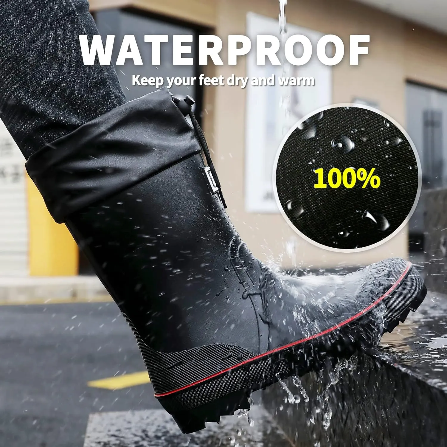 HSBDNZQ Rain Boots for Men, Waterproof Mens Rubber Boots with PVC Unique Design, Comfort Lightweight Work Mud Boots, Resistant Durable Slip Garden Boots for Farming Gardening Fishing
