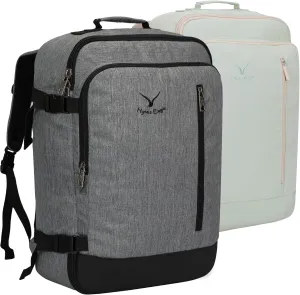 Hynes Eagle Carry on Backpack 38L Large Travel Backpack for Women Flight Approved Weekender Bag Laptop Backpack Men 15 inches Black Grey with Mint Green