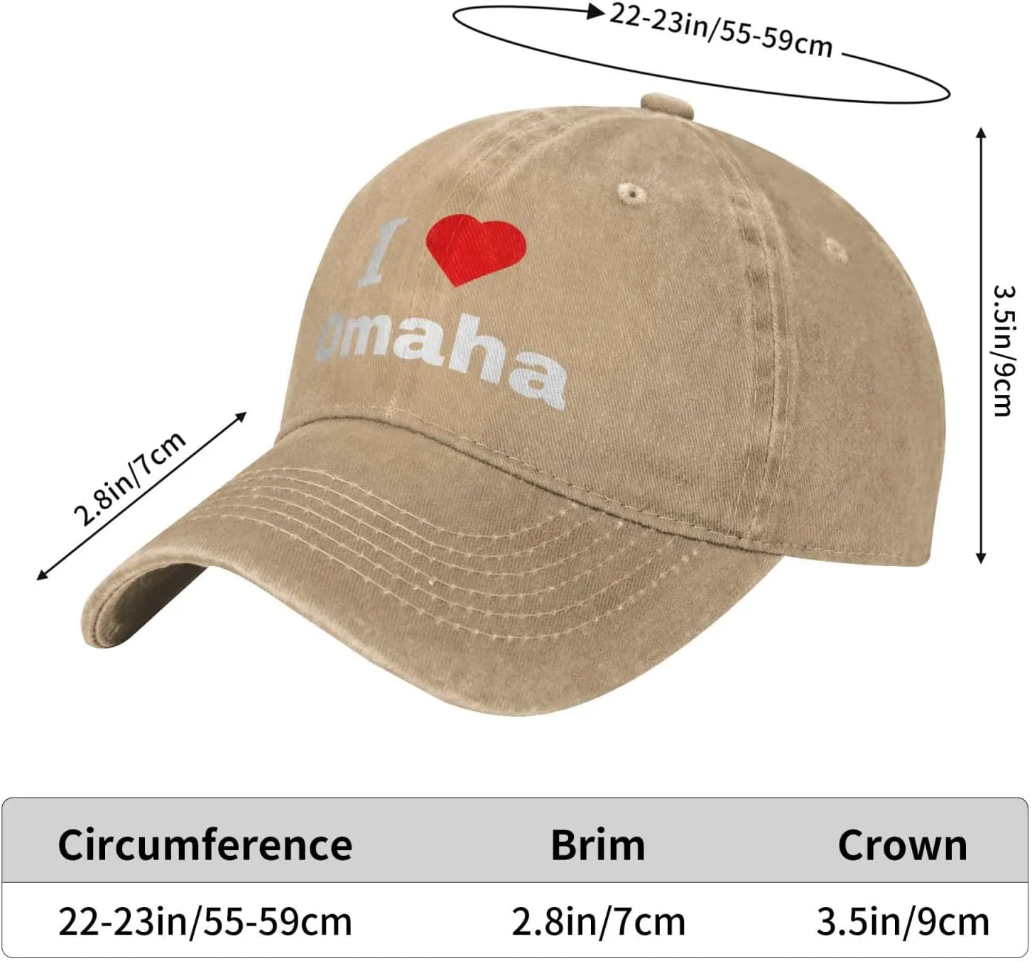 I Love Omaha Baseball Cap for Men Women Adjustable Vintage Washed Golf Dad Hat 100% Cotton Hats