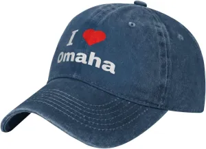 I Love Omaha Baseball Cap for Men Women Adjustable Vintage Washed Golf Dad Hat 100% Cotton Hats