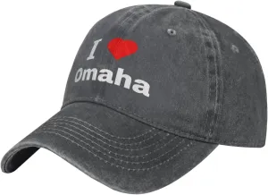I Love Omaha Baseball Cap for Men Women Adjustable Vintage Washed Golf Dad Hat 100% Cotton Hats