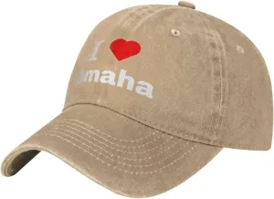 I Love Omaha Baseball Cap for Men Women Adjustable Vintage Washed Golf Dad Hat 100% Cotton Hats