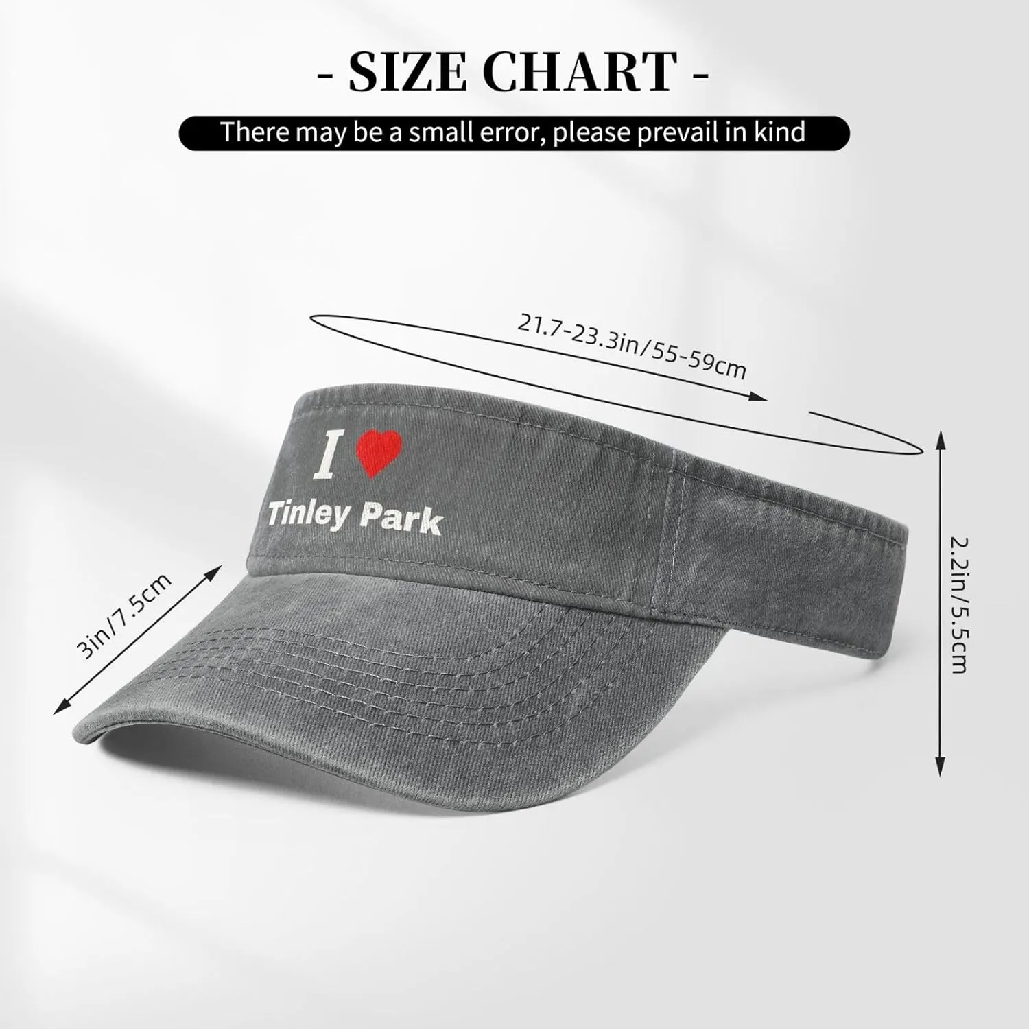 I Love Tinley Park Sun Visor Hats Cotton Adjustable Sports Empty Top Baseball Cap for Women Men Golf Cap