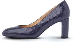 iadore Women Retro Chunky High Heel Shoes Fashion Round Toe Crocodile Pattern Slip on Comfortable Dress Pumps Size 5-12 US