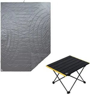 iClimb 1 3M Thinsulate Insulation Warm Camping Blanket and 1 Small Folding Table Bundle, Ultralight Compact for Adults Outdoor Backpacking Camping Hiking Beach Concert