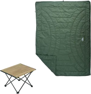 iClimb 1 3M Thinsulate Insulation Warm Camping Blanket and 1 Small Folding Table Bundle, Ultralight Compact for Single Adult Outdoor Backpacking Camping Hiking Beach Concert
