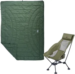 iClimb 1 Adjustable High Back Anti-Sinking Chair and 1 3M Thinsulate Warm Camping Blanket Bundle, Ultralight Compact for Adults Outdoor Camping Backpacking Hiking Beach Concert