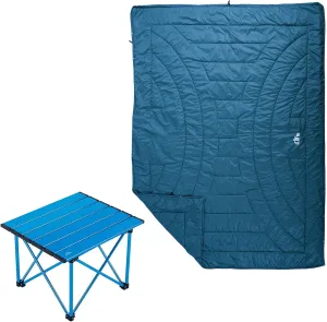iClimb 1 Folding Table and 1 3M Thinsulate Insulation Warm Camping Blanket Bundle, Ultralight Compact for Adults Outdoor Camping Backpacking Hiking Beach Concert Motorcycling