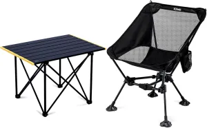 iClimb 1 Folding Table and 1 Anti-Sinking Chair Bundle, Ultralight Compact for Adults Outdoor Camping Backpacking Hiking Beach Concert Travelling