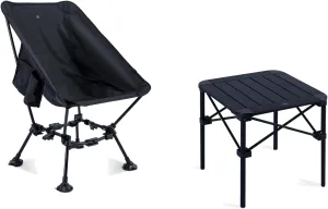 iClimb 1 Light Stable Folding Square Table and 1 Two-Heights Light Compact Anti-Sinking Chair Bundle for Adults Outdoor Camping Beach Concert Motorcycling BBQ