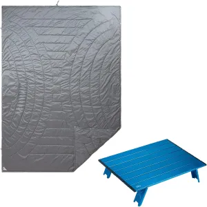 iClimb 1 Mini Folding Table and 1 3M Thinsulate Insulation Warm Camping Blanket Bundle, Ultralight Compact for Adults Outdoor Backpacking Camping Hiking Beach Concert Motorcycling Travelling