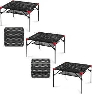 iClimb 3 Extendable Folding Table S and 2 Pack Connecting Plates Bundle, Ultralight Compact for Many People Camping Backpacking Beach Concert BBQ Party