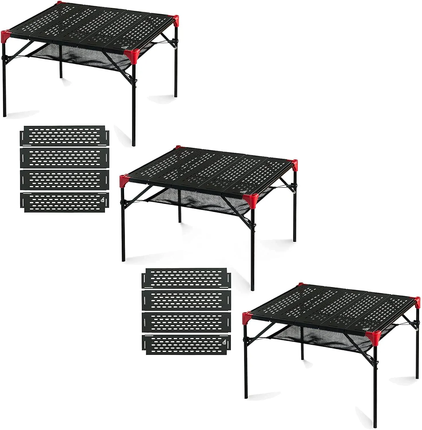iClimb 3 Extendable Folding Table S and 2 Pack Connecting Plates Bundle, Ultralight Compact for Many People Camping Backpacking Beach Concert BBQ Party