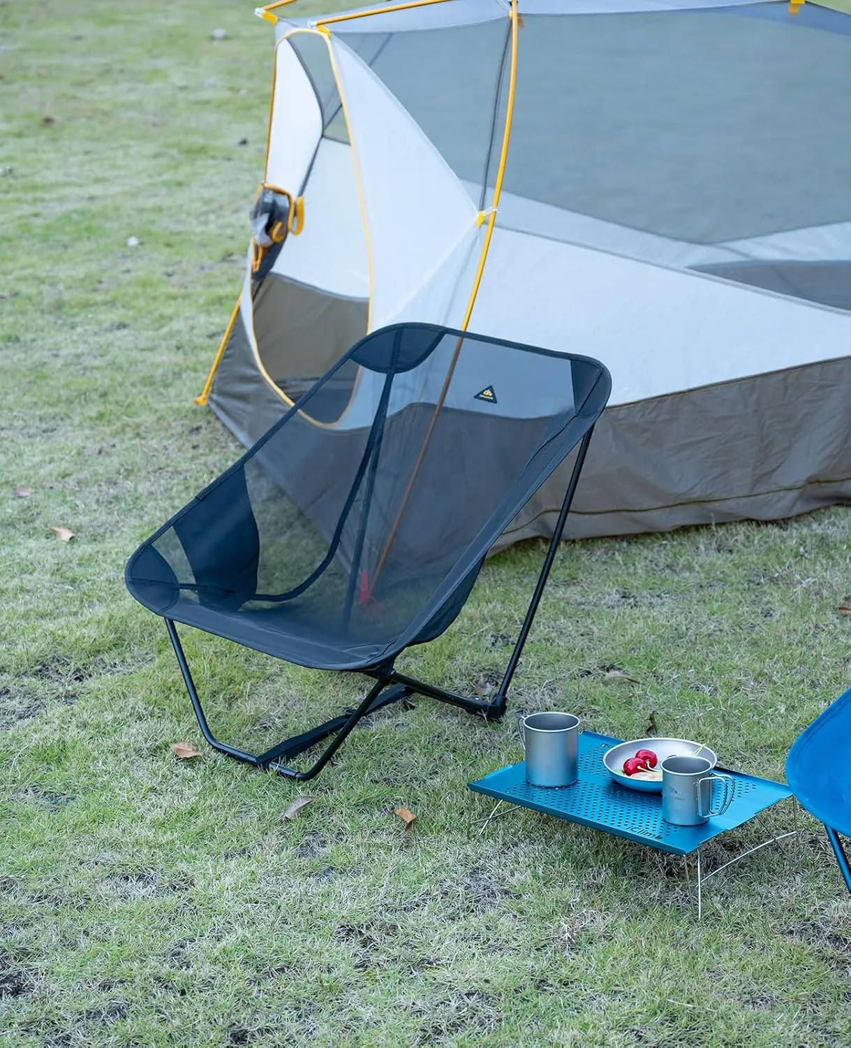 iClimb Low Ultralight Compact Camping Folding Chair with Side Pocket and Carry Bag
