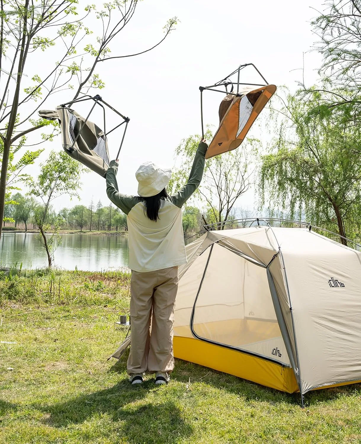 iClimb Low Ultralight Compact Camping Folding Chair with Side Pocket and Carry Bag