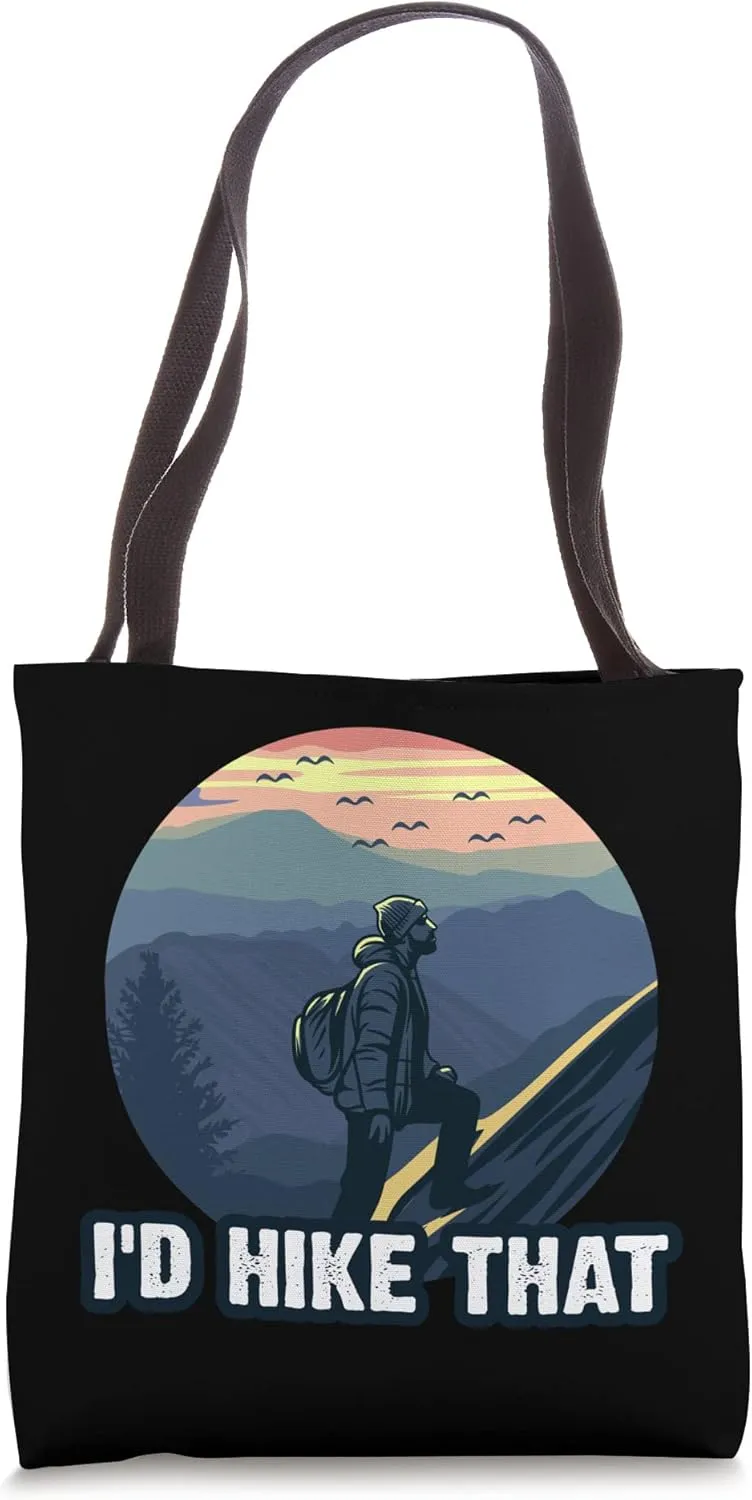 I'd Hike That National Park Hiking Vintage Retro Mountains Tote Bag