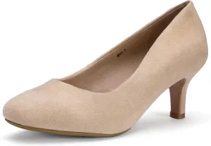 IDIFU Women's Classic Low Heels Dress Pumps 2 Inch Kitten Heel Round Toe Office Wedding Shoes