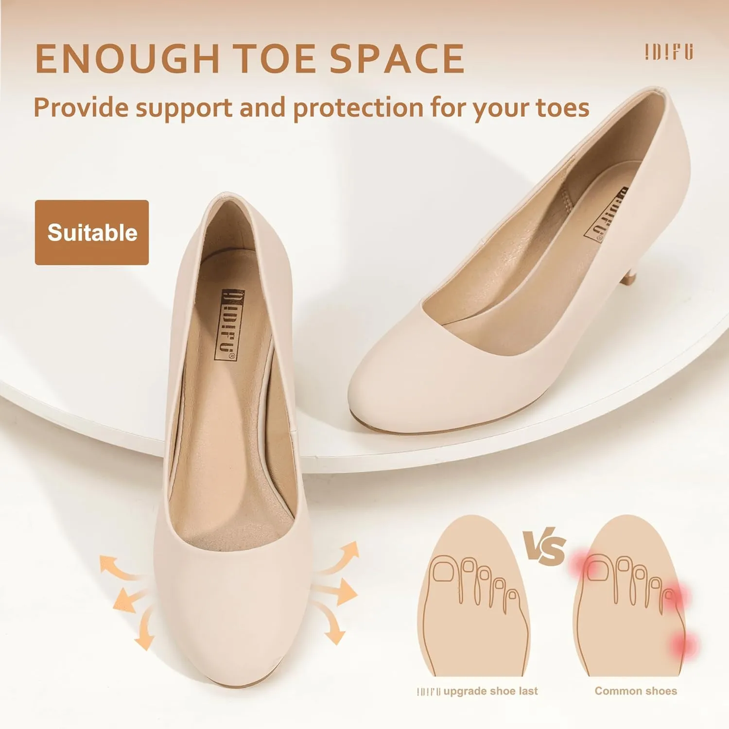 IDIFU Women's Classic Low Heels Dress Pumps 2 Inch Kitten Heel Round Toe Office Wedding Shoes