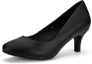 IDIFU Women's Classic Low Heels Dress Pumps 2 Inch Kitten Heel Round Toe Office Wedding Shoes