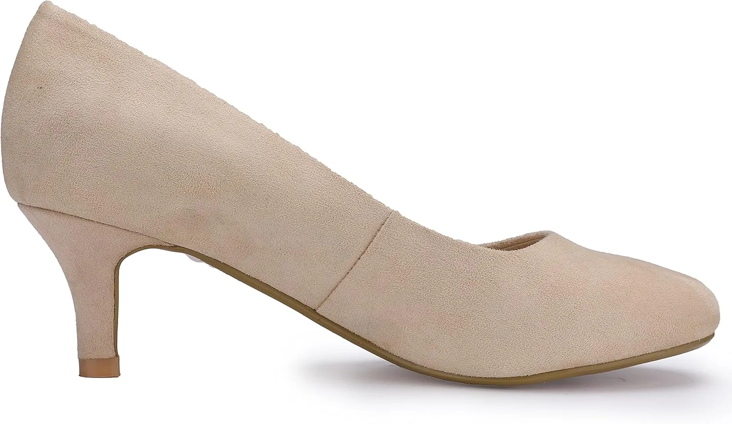 IDIFU Women's Classic Low Heels Dress Pumps 2 Inch Kitten Heel Round Toe Office Wedding Shoes