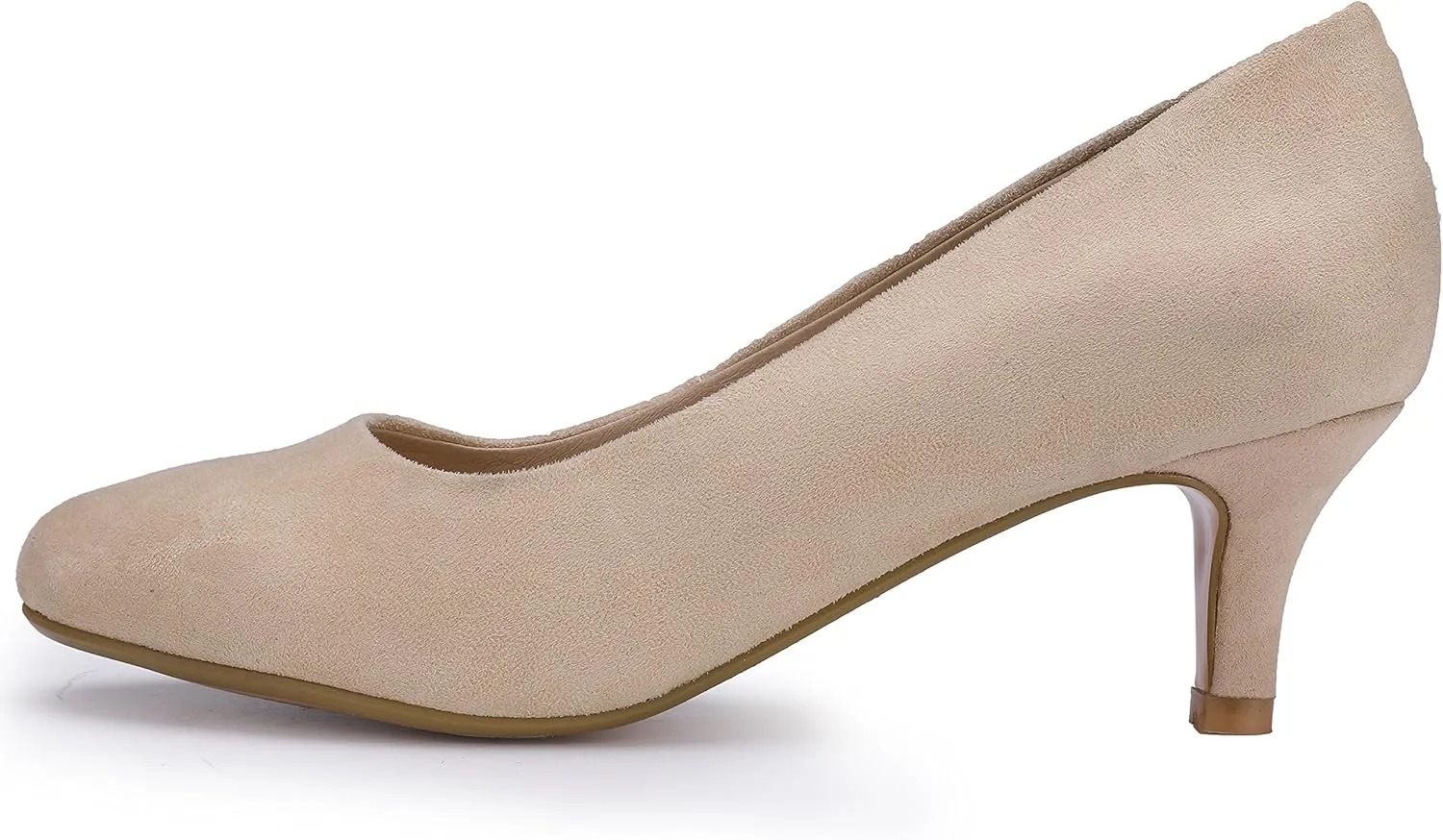 IDIFU Women's Classic Low Heels Dress Pumps 2 Inch Kitten Heel Round Toe Office Wedding Shoes
