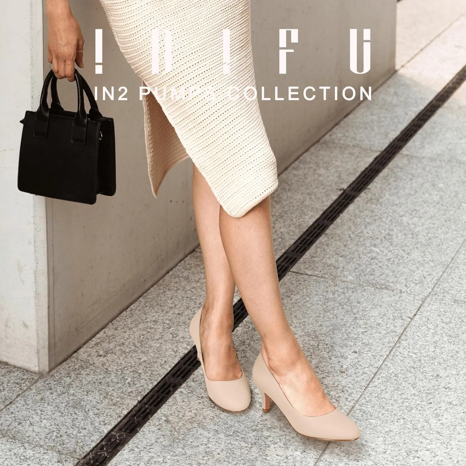 IDIFU Women's Classic Low Heels Dress Pumps 2 Inch Kitten Heel Round Toe Office Wedding Shoes