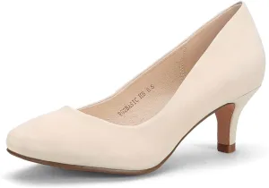 IDIFU Women's Classic Low Heels Dress Pumps 2 Inch Kitten Heel Round Toe Office Wedding Shoes
