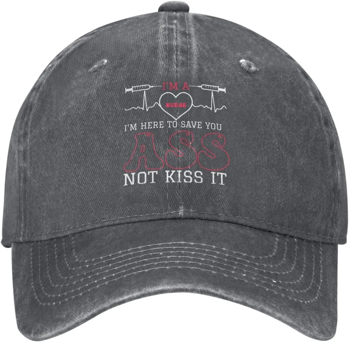 I'm A Nurse I'm Here to Save You Ass Not Kiss It Baseball Cap for Men Women Adjustable Vintage Washed Cotton Golf Hat