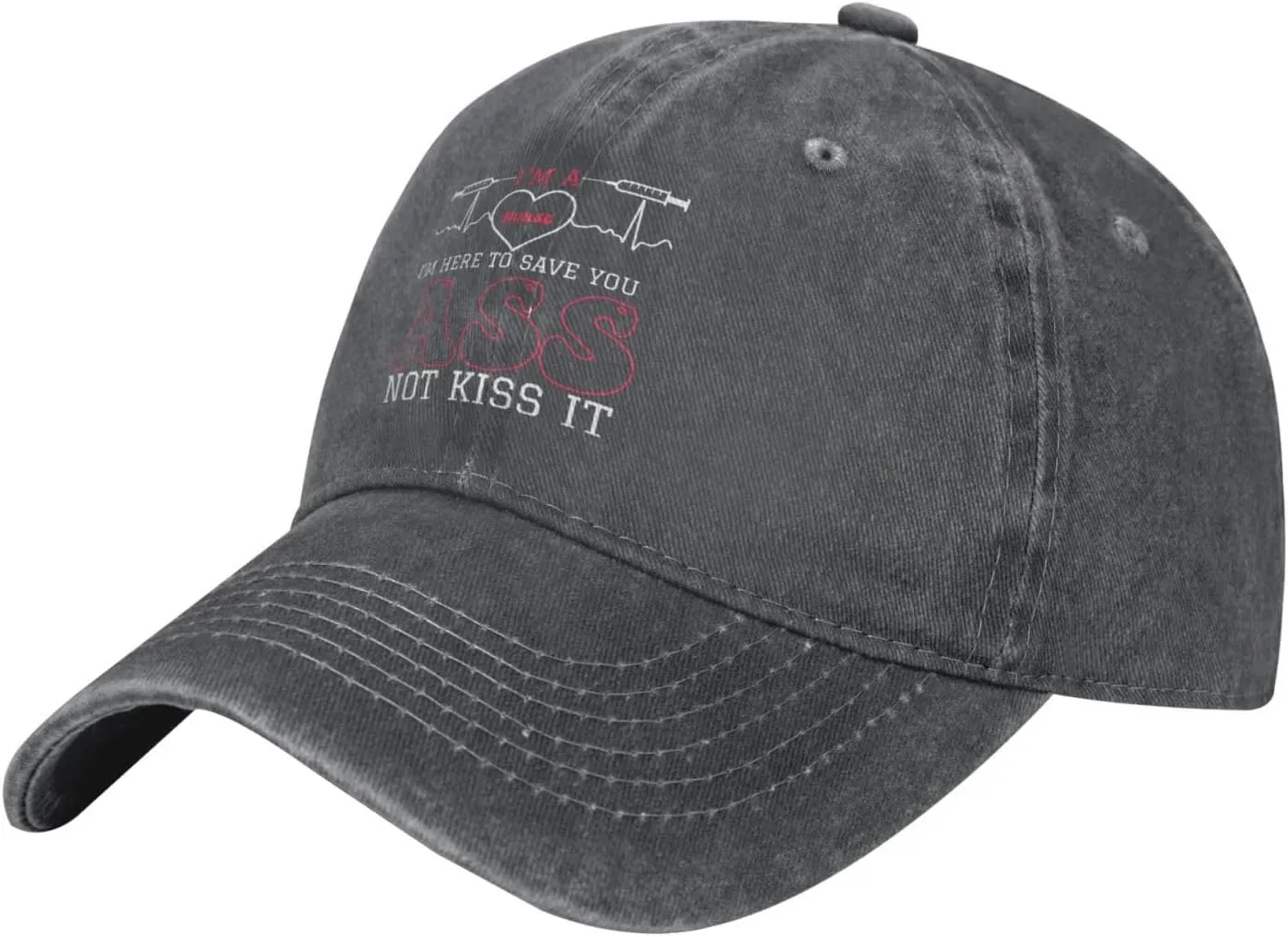 I'm A Nurse I'm Here to Save You Ass Not Kiss It Baseball Cap for Men Women Adjustable Vintage Washed Cotton Golf Hat