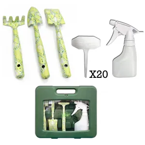 Indoor Garden Tool Set with Carrying Case, Green (24 Pieces)