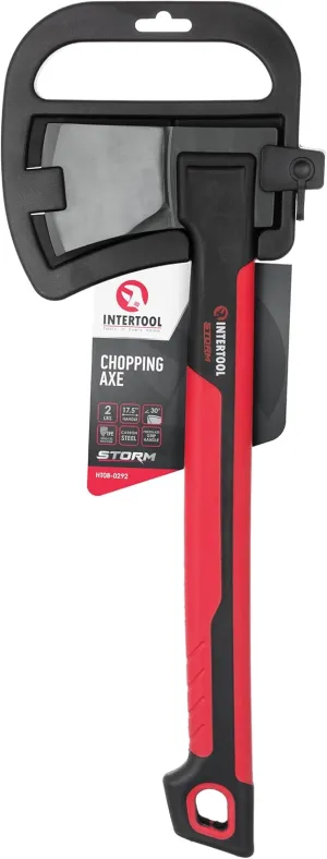 INTERTOOL Long Hatchet Camping Axe for Wood Chopping and Kindling - 18" Ax Tool for Splitting Firewood & Outdoor Survival, Gardening, Hiking with Shock Absorbing Anti-Slip Handle & Sheath - HT08-0292