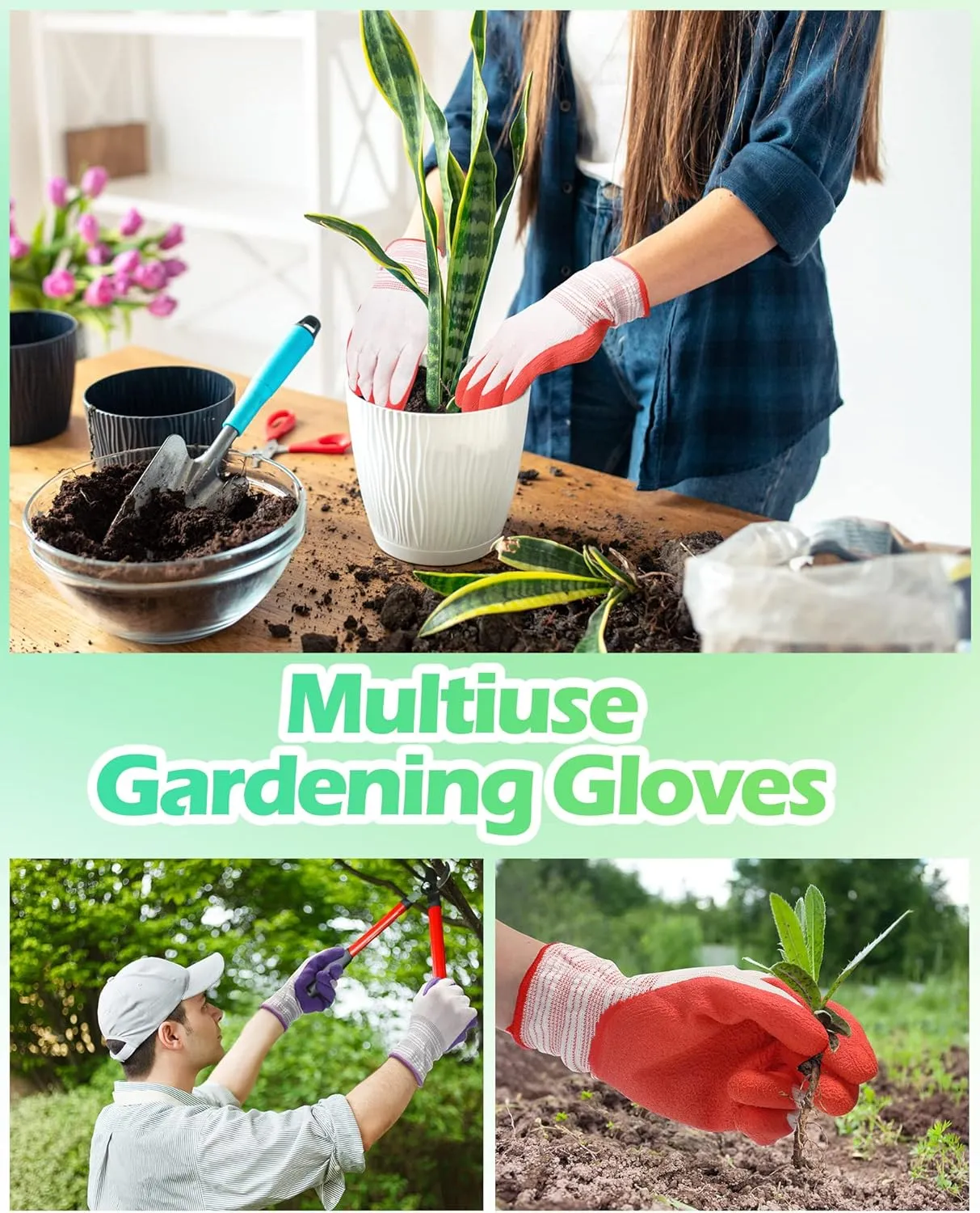 Irenare 24 Pairs Gardening Gloves for Women and Ladies Breathable Rubber Coated Gloves Bulk, Protective Gloves with Grip