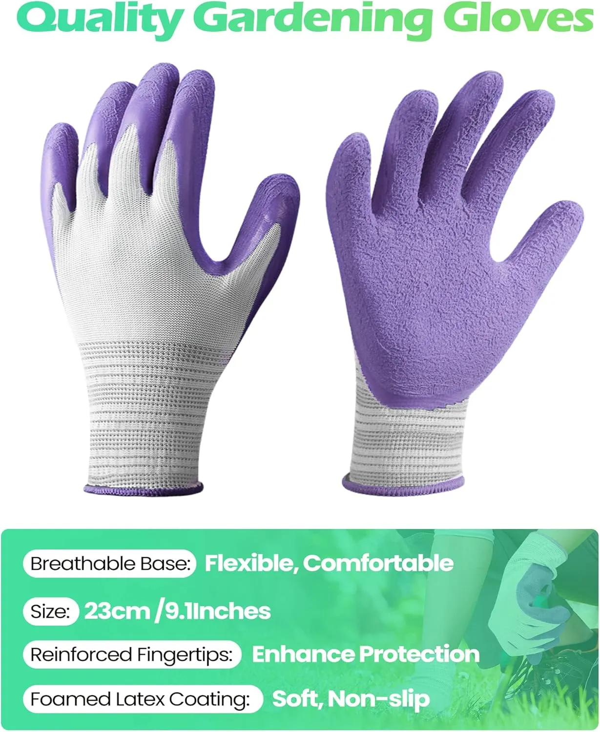 Irenare 24 Pairs Gardening Gloves for Women and Ladies Breathable Rubber Coated Gloves Bulk, Protective Gloves with Grip