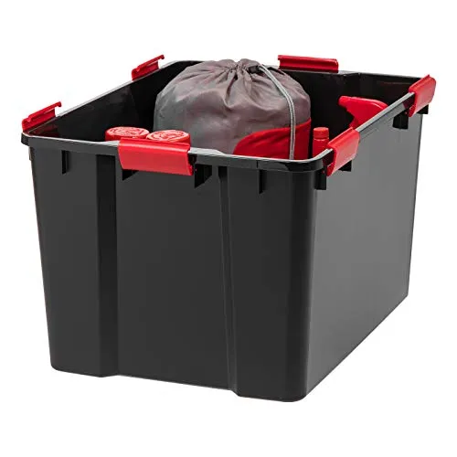 IRIS USA UCB-LDD WEATHERTIGHT Storage Box, 74 Qt, Clear/Black, 4 Count