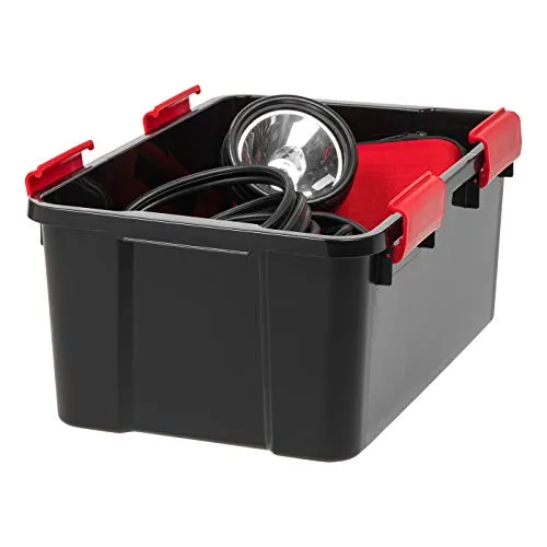 IRIS USA UCB-SS WEATHERTIGHT Storage Box, 19 Qt, Black/Red, 6 Pack