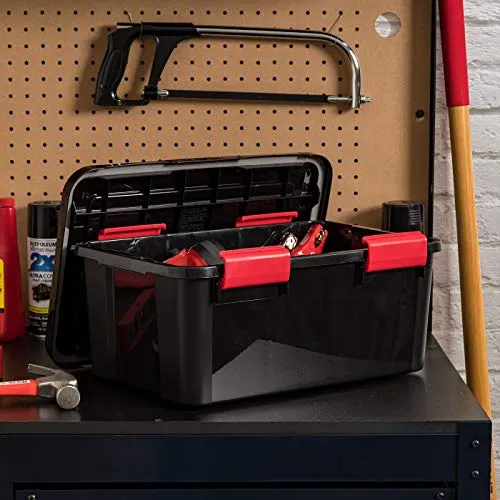 IRIS USA UCB-SS WEATHERTIGHT Storage Box, 19 Qt, Black/Red, 6 Pack