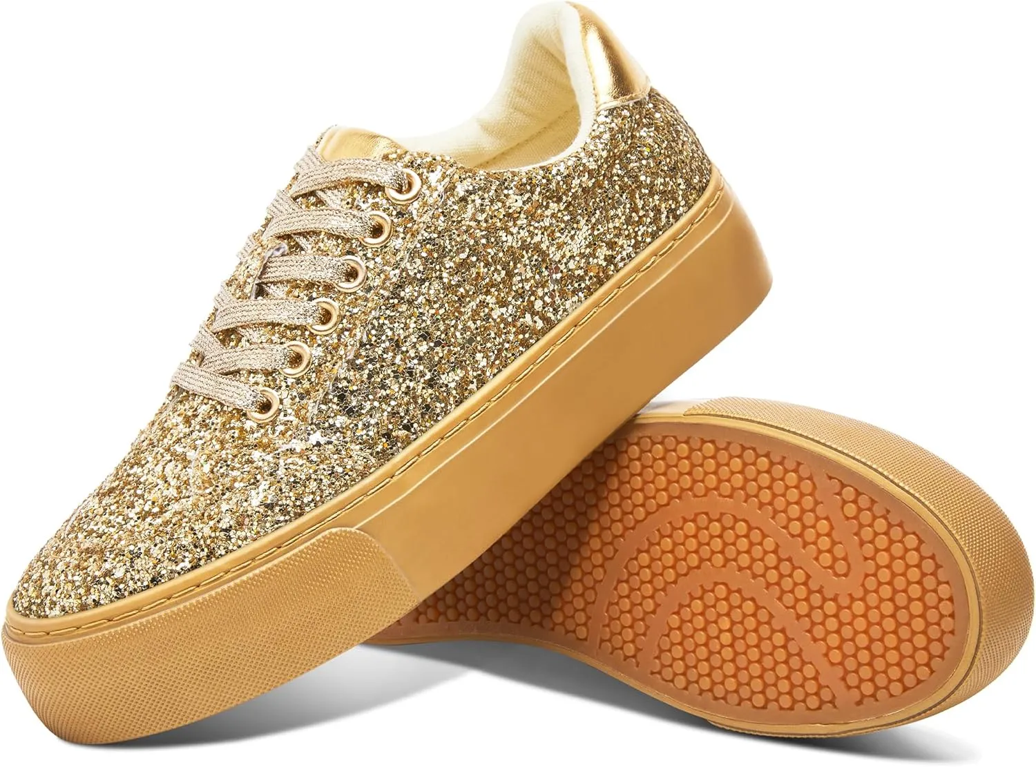 Jeekopeg Glitter Platform Sneakers Women Casual Sequin Sparkly Shoes Bling Thick Sole Walking Shoes Shiny Sequin Wedding Sneakers for Lady