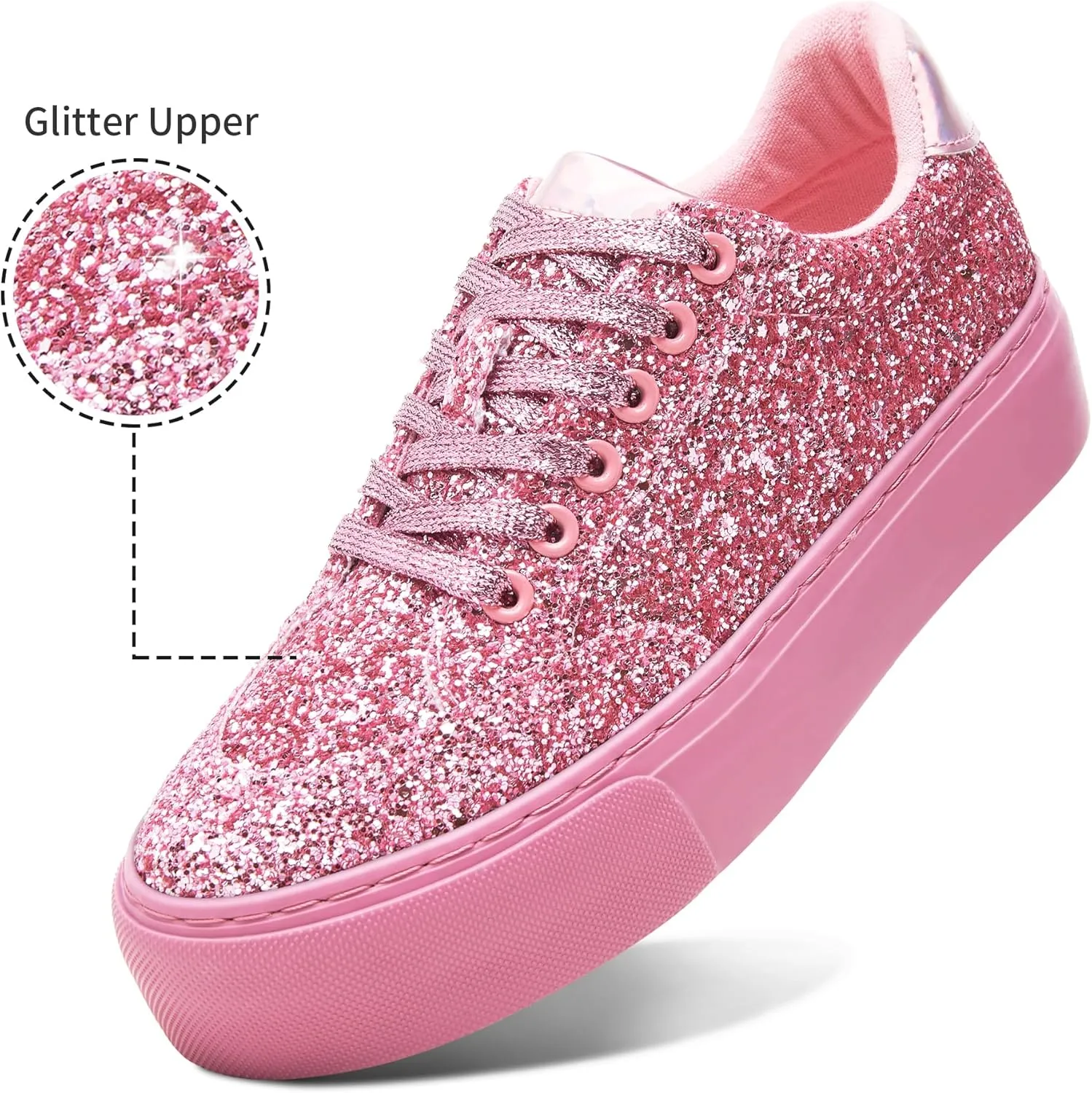 Jeekopeg Glitter Platform Sneakers Women Casual Sequin Sparkly Shoes Bling Thick Sole Walking Shoes Shiny Sequin Wedding Sneakers for Lady