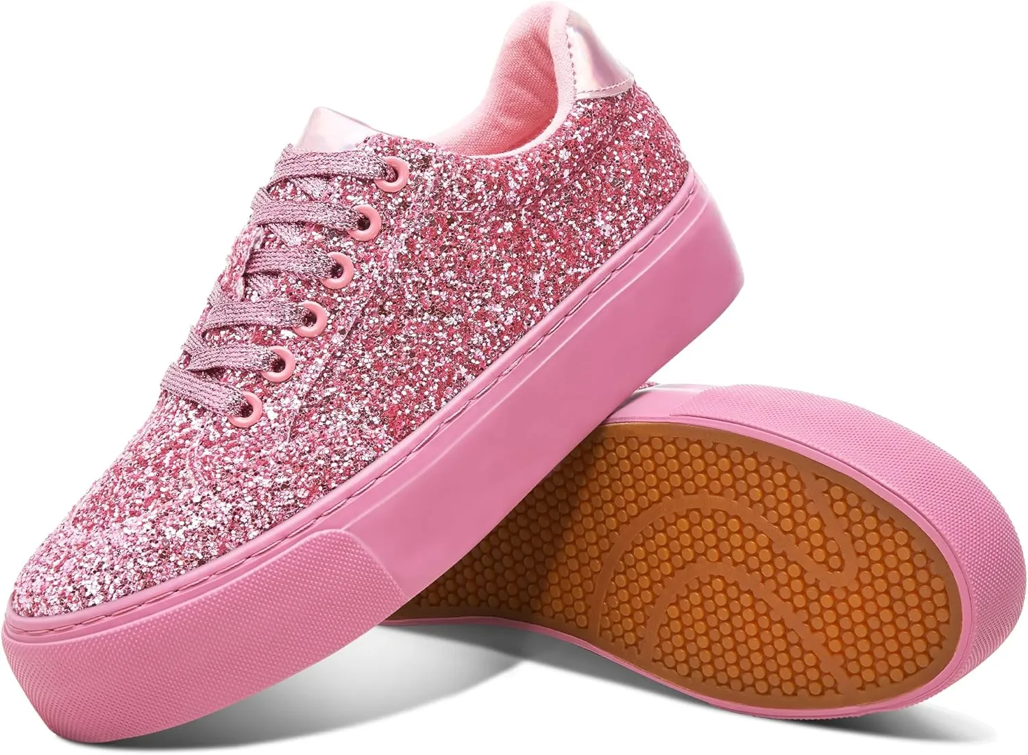 Jeekopeg Glitter Platform Sneakers Women Casual Sequin Sparkly Shoes Bling Thick Sole Walking Shoes Shiny Sequin Wedding Sneakers for Lady