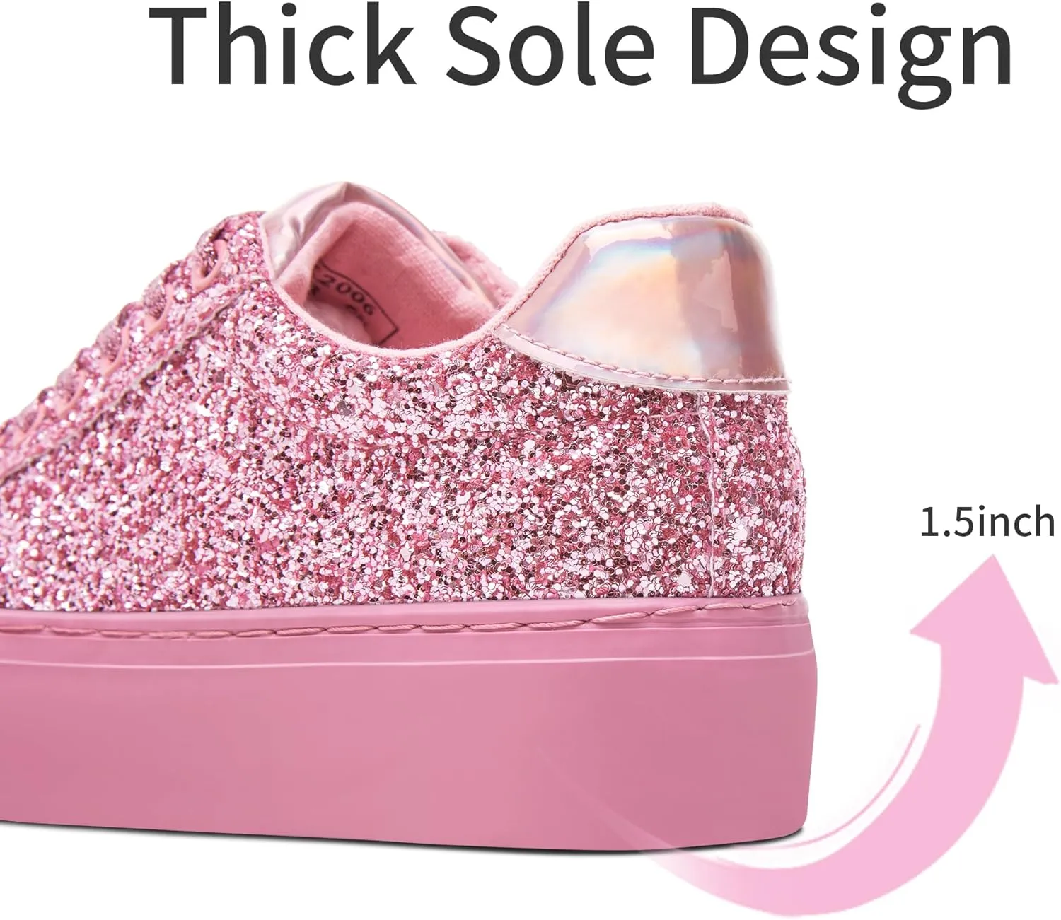 Jeekopeg Glitter Platform Sneakers Women Casual Sequin Sparkly Shoes Bling Thick Sole Walking Shoes Shiny Sequin Wedding Sneakers for Lady