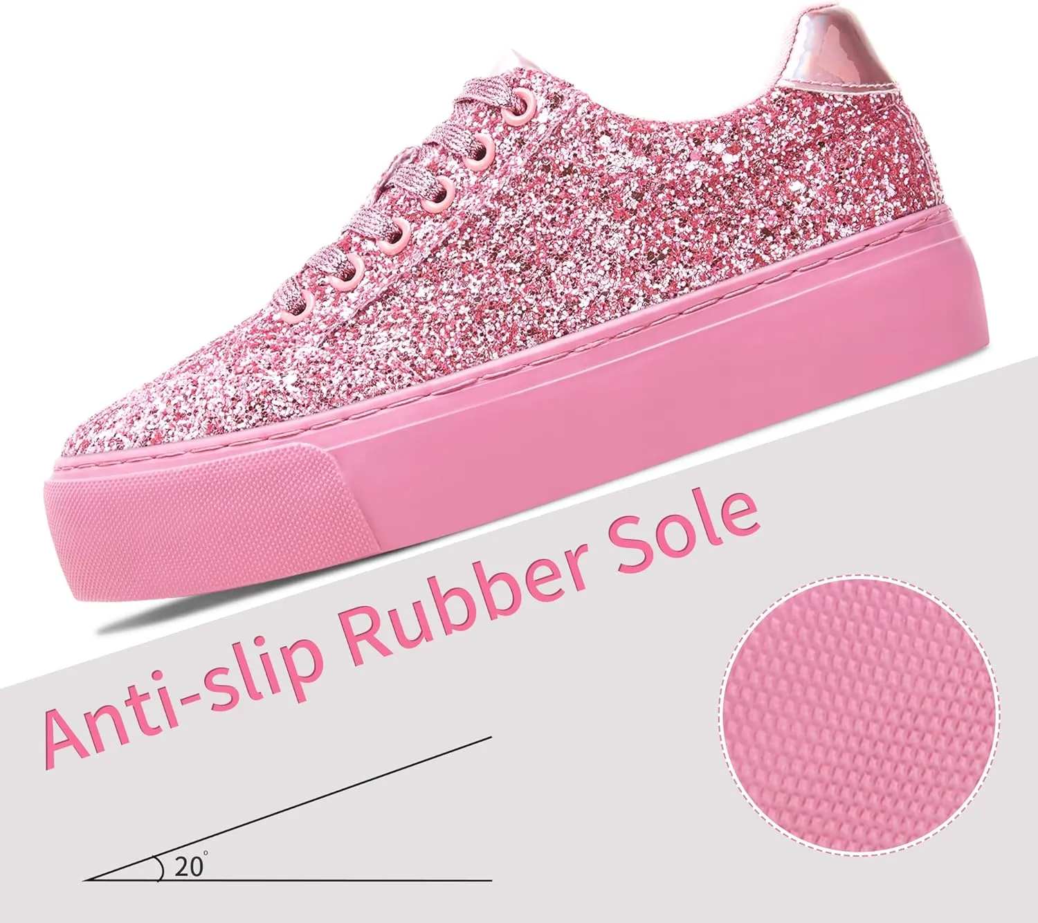 Jeekopeg Glitter Platform Sneakers Women Casual Sequin Sparkly Shoes Bling Thick Sole Walking Shoes Shiny Sequin Wedding Sneakers for Lady