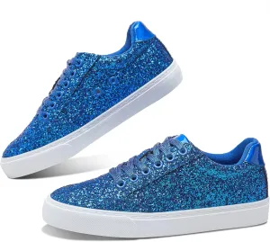 Jeekopeg Glitter Sparkly Fashion Sneakers Shoes Shiny Casual Shoes Bling Sequin Concert Low Cut Lace up Shoes