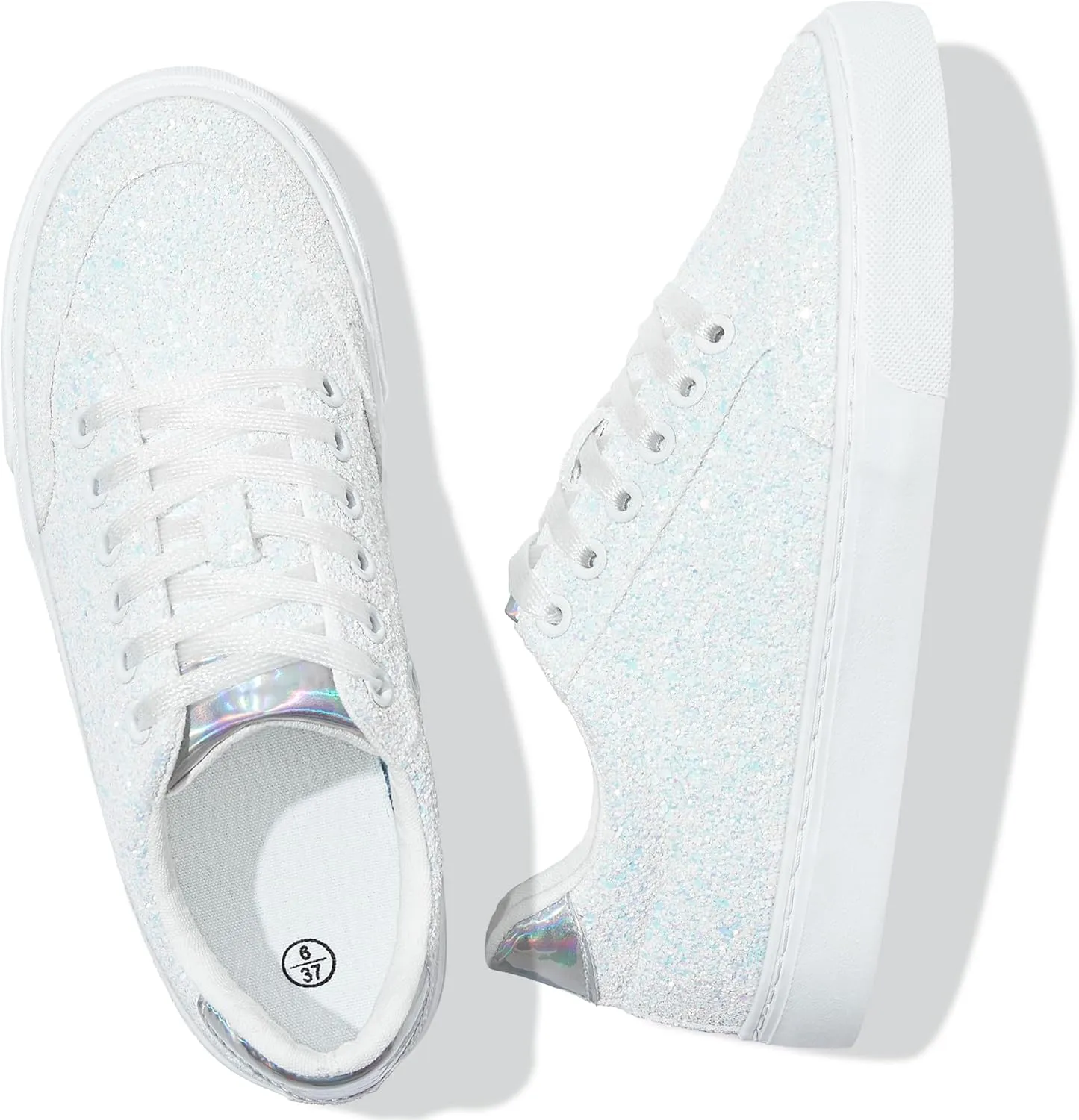 Jeekopeg Glitter Sparkly Fashion Sneakers Shoes Shiny Casual Shoes Bling Sequin Concert Low Cut Lace up Shoes