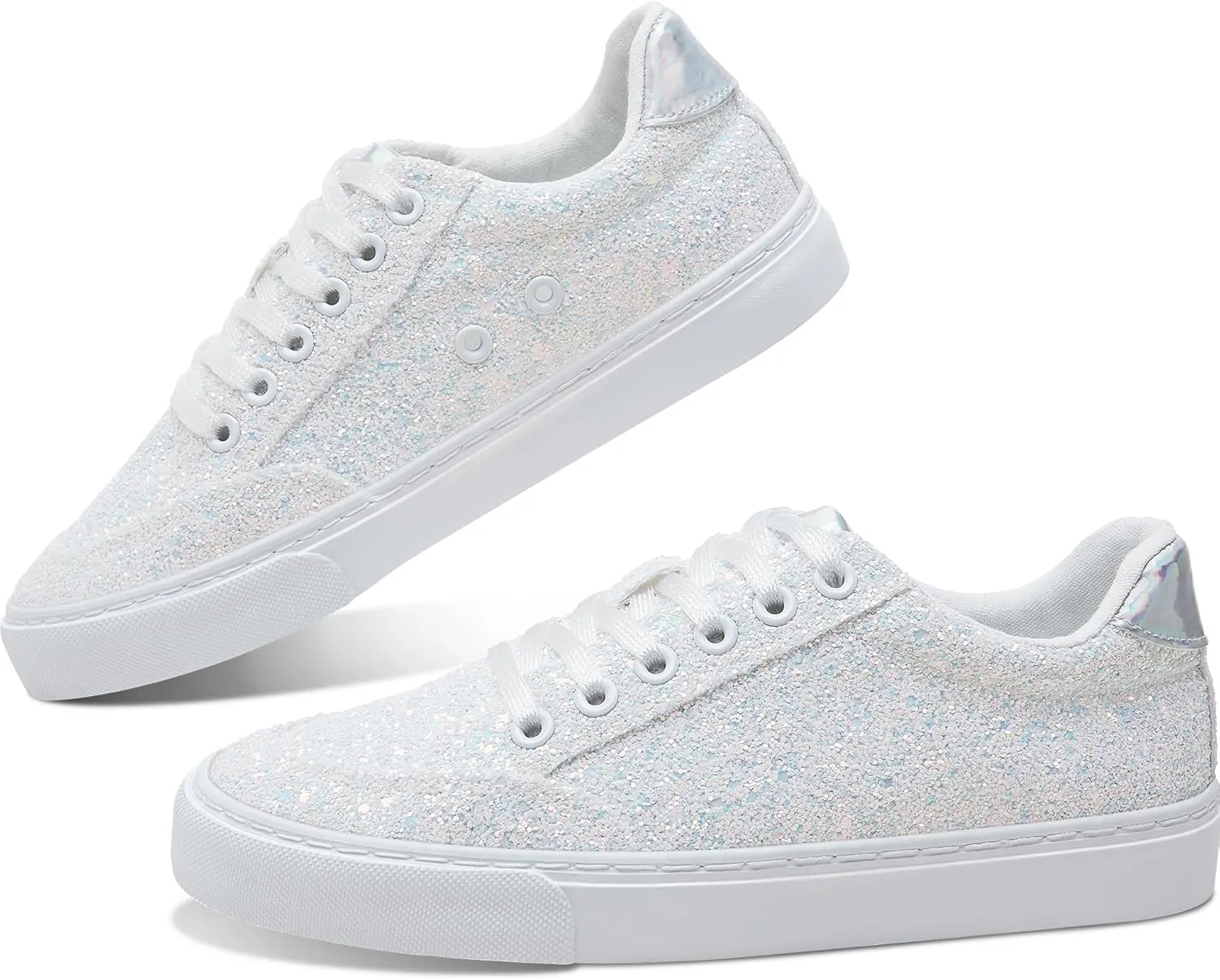 Jeekopeg Glitter Sparkly Fashion Sneakers Shoes Shiny Casual Shoes Bling Sequin Concert Low Cut Lace up Shoes
