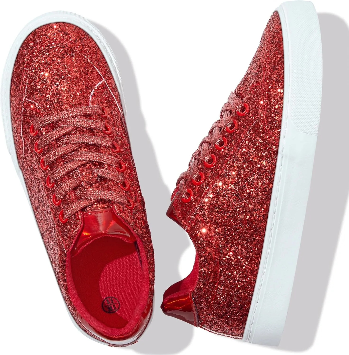 Jeekopeg Glitter Sparkly Fashion Sneakers Shoes Shiny Casual Shoes Bling Sequin Concert Low Cut Lace up Shoes